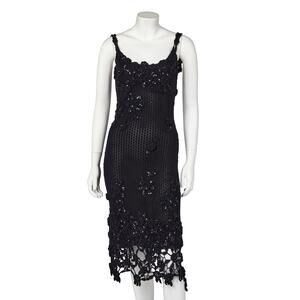 Moschino embellished black knitted midi dress